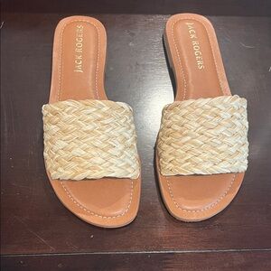 Jack Rogers Woven Natural Slide Sandals